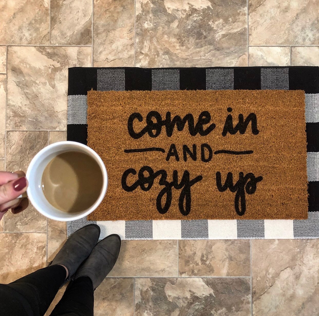 Winter Doormats Cozy Up Door Mat Winter Mats Etsy