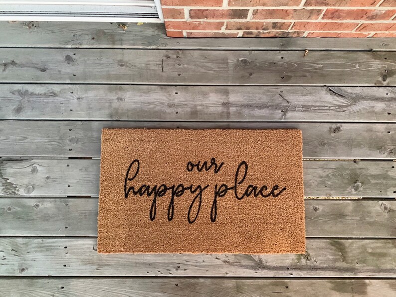 Our Happy Place Mat Entryway Doormat Housewarming Etsy