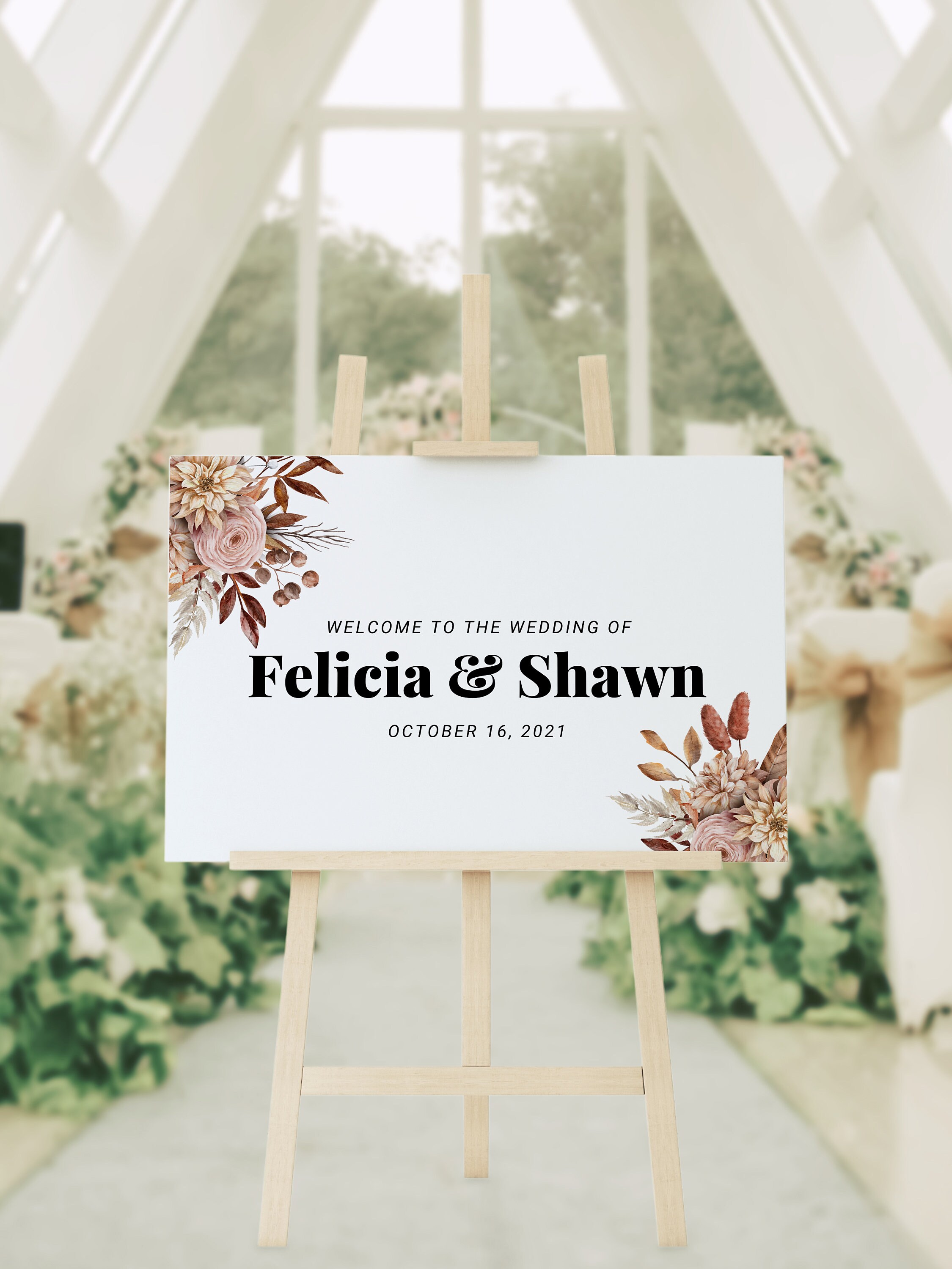 Floral Wedding Welcome Sign Template: Editable Canva Design (digital ...