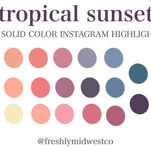 Tropical Sunset Instagram Highlight Covers - Solid Color Instagram Highlight Reel - Instagram Highlight Cover Icons
