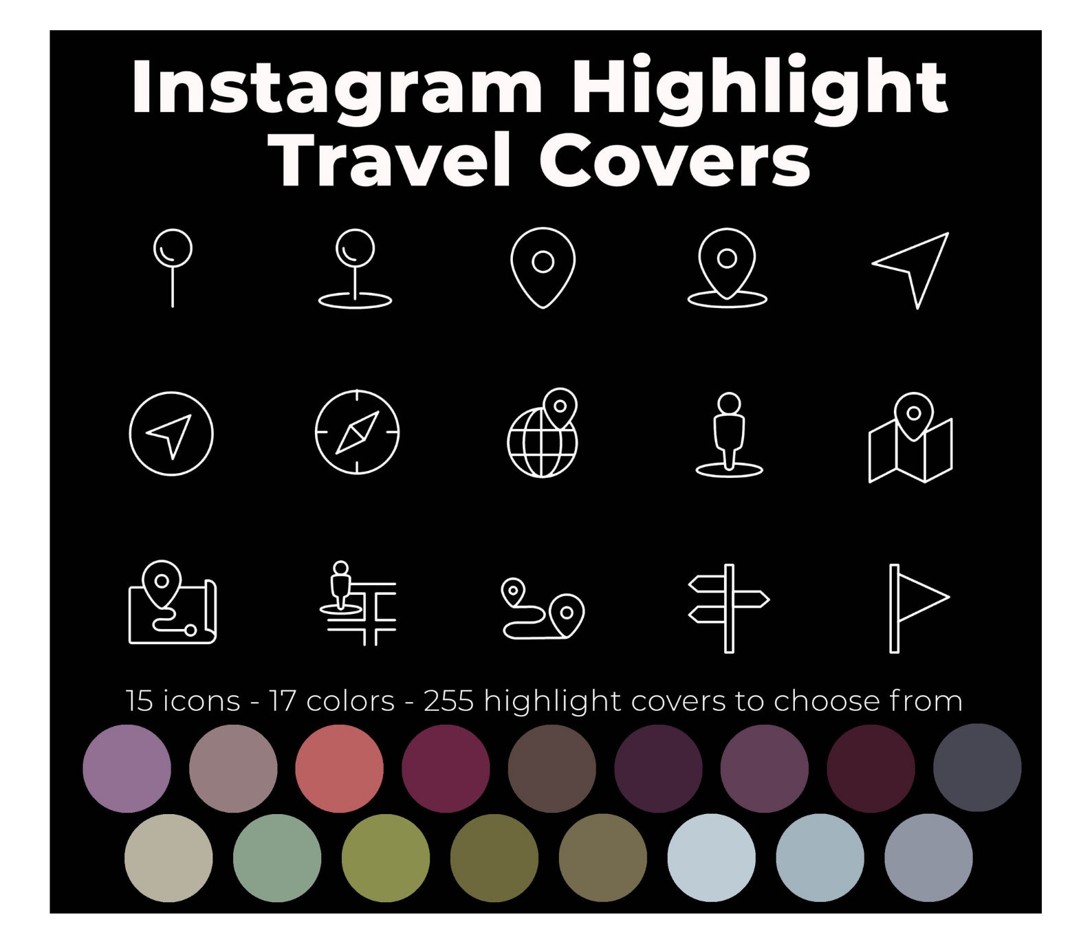 Travel Instagram Highlight Covers Map Icon Instagram Etsy