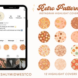 Retro Floral Instagram Highlight Covers - Vintage Patterns Instagram Highlight Reel - Instagram Highlight Cover Icons