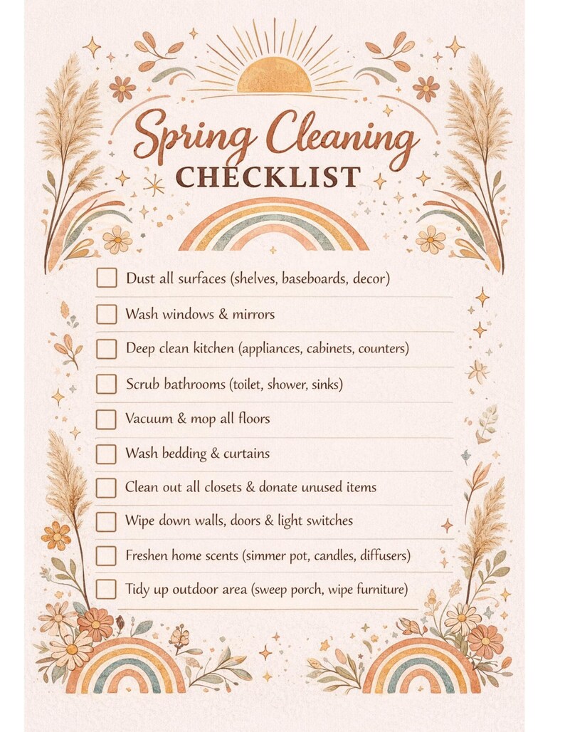 Spring Cleaning Checklist | Printable Guide - Etsy Australia