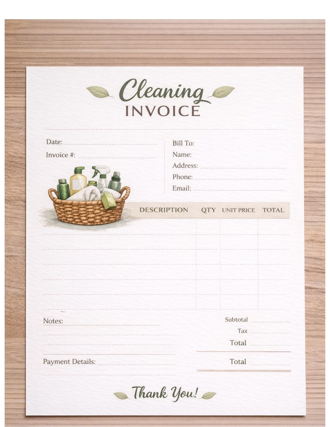 Cleaning Service Invoice Template (digital Download) - Etsy