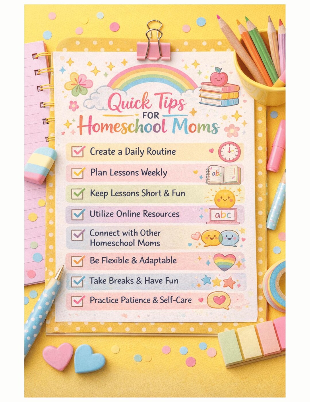 Tips Printable Homeschool Mom Quick Tips Printable: Routine, Lessons, Resources ...