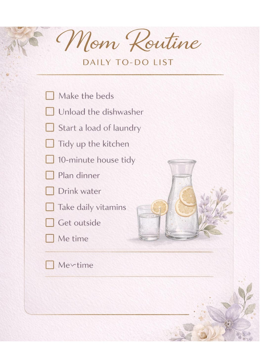 MOM RESET CLEANING List Priontable/ Daily Reset Routine for Moms - Etsy