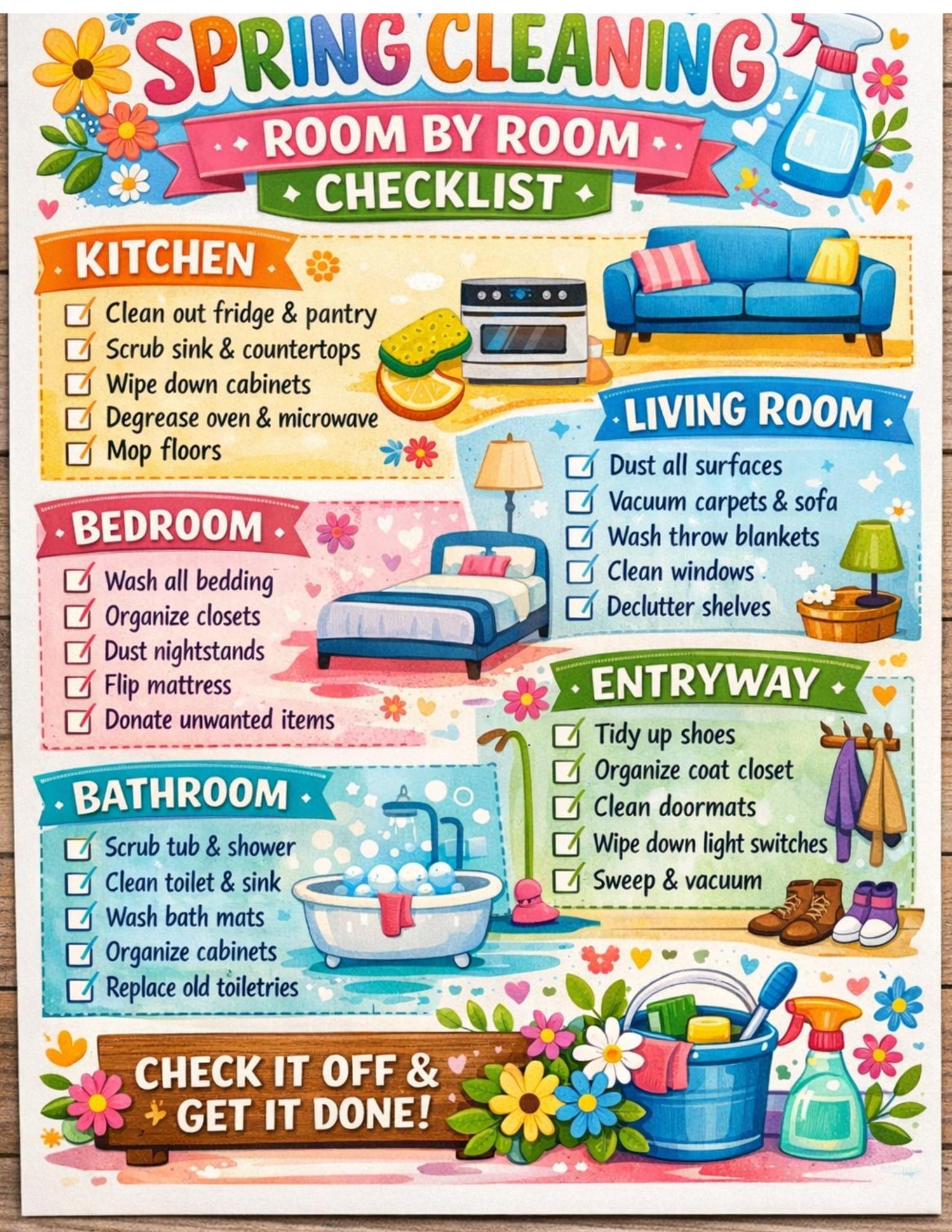 Spring Cleaning Checklist: Room by Room Printable Guide - Etsy