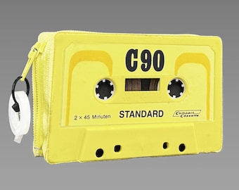 Retro-style wallet/card case in yellow • Upcycled from an original STANDARD audio cassette