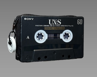 Retro wallet/card case in black • Upcycled from an original SONY audio cassette