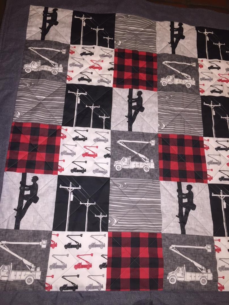 Lineman baby toddler quilt