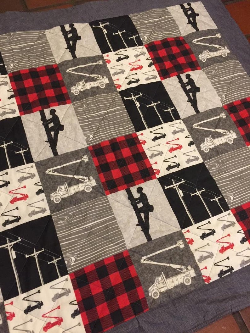 Lineman baby toddler quilt