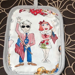 Fourth of July Pot Holder Red White and Blue America Flag