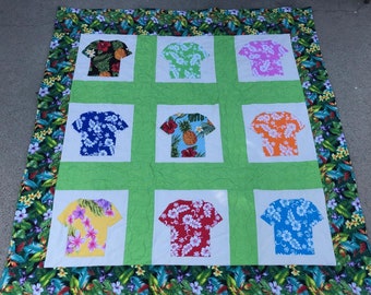 One of a kind Hawaiian Shirt Patchwork Quilt