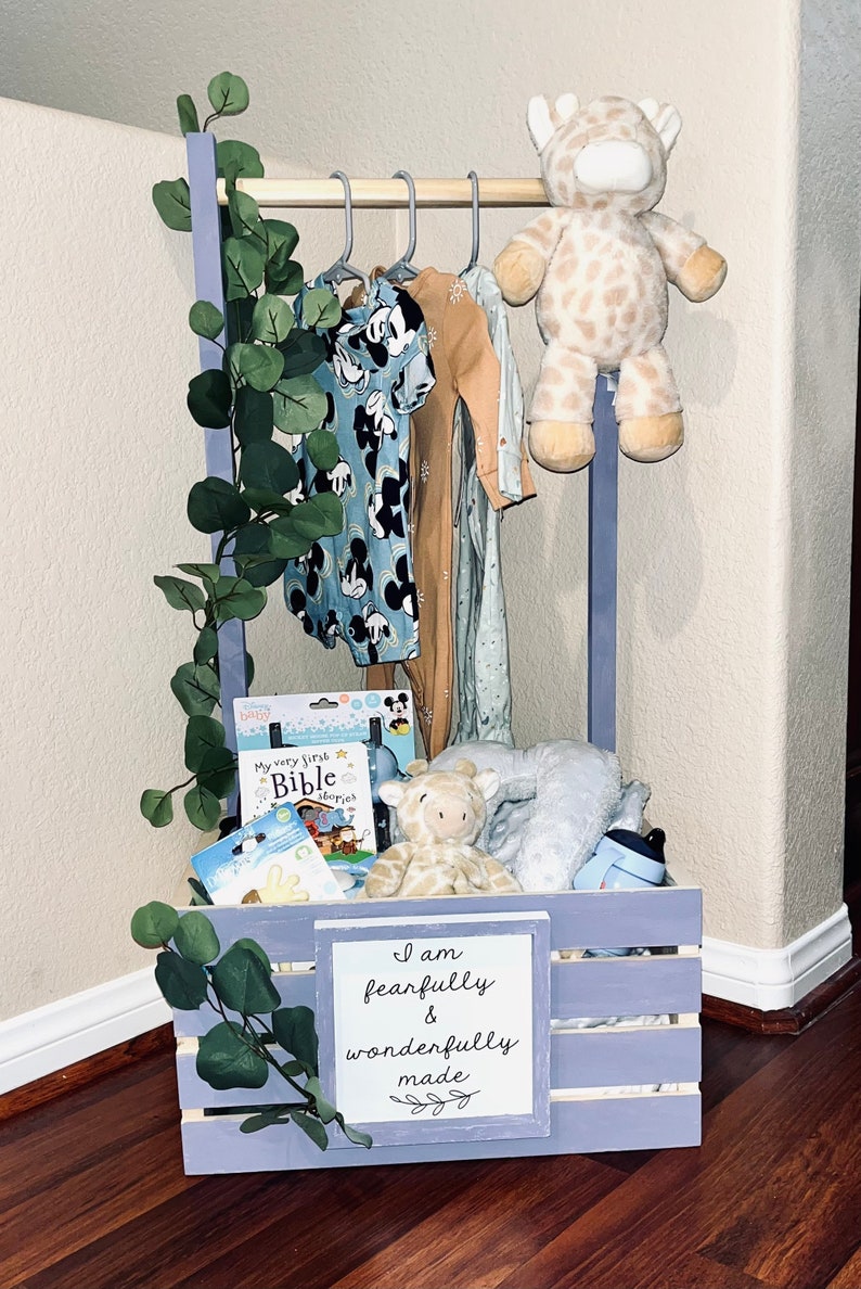 Wood Baby Shower Crate Closet Practical Baby Storage Crate With Handle Decorative Baby Shower Basket Multipurpose Baby Shower Gift Basket For Boys Girls Pregnancy New Parents