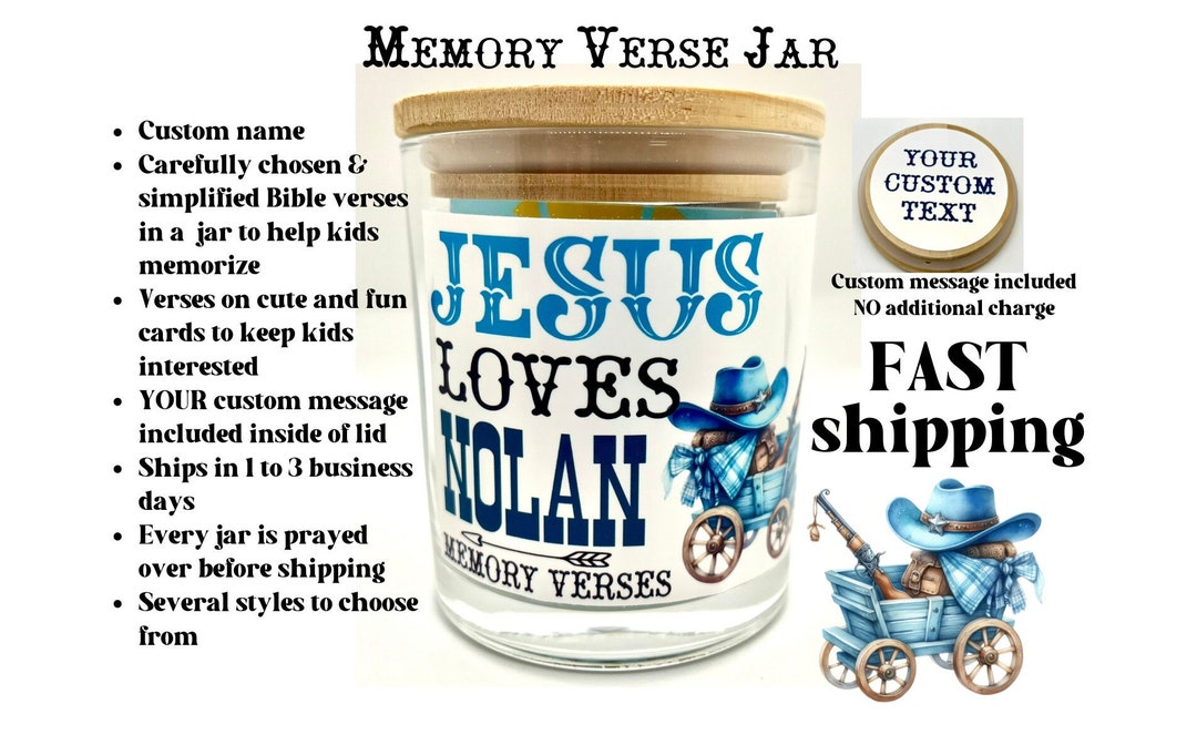 Scripture Memory Jar Western Memory Verse Jar for Kids, Personalized Christian Gift - Etsy