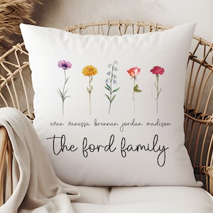 Custom Pillow, Family Pillow, Birth Month Pillow, Gift for Mom