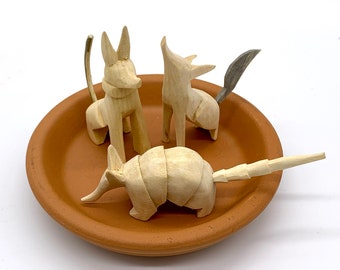 3 Mini Wood Alebrijes, Paint your own Alebrije, 3 Wood Alebrijes, Set of 3 assorted Wood Carved Alebrijes