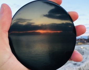 4&quot; Black Obsidian Mirror, Scrying Mirror