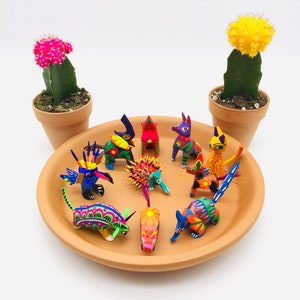 10  Mini Alebrijes, Set of 10 assorted Wood Carved Alebrijes