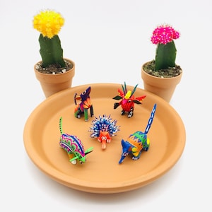 5 Mini Alebrijes, Juego de 5 Alebrijes Surtidos Tallados en Madera
