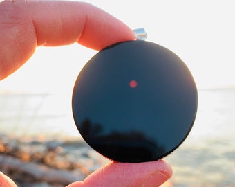 2" Obsidian Light Viewer, Obsidian Pendant, Two Inch Black Obsidian Pendant