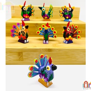 Mini Pavo Real Alebrije, Alebrije Tallado en Madera, Alebrije Pintado a Mano