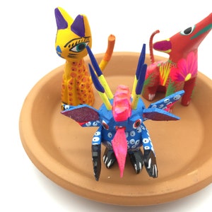 3 Mini Alebrijes, Set of 3 assorted Wood Carved Alebrijes, 3 Hand Painted Alebrijes image 3