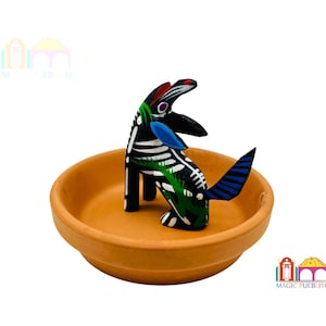 Mini Black Skeleton Wolf Alebrije, Wood Carved Alebrije, Hand Painted Alebrije
