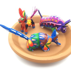 3 Mini Alebrijes, Set of 3 assorted Wood Carved Alebrijes, 3 Hand Painted Alebrijes image 2