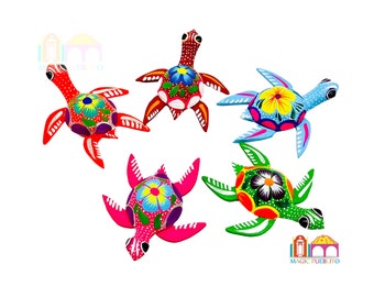 Mini Turtle Alebrije, Wood Carved Alebrije, Hand Painted Alebrije