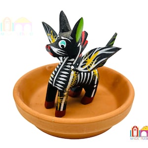 Mini Black Pegasus Alebrije, Wood Carved Alebrije, Hand Painted Alebrije