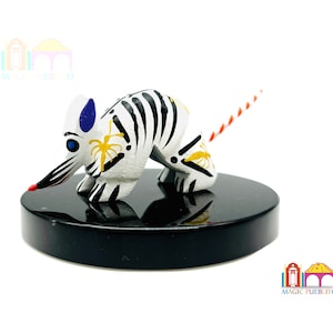 Mini White Skeleton Armadillo Alebrije, Wood Carved Alebrije, Hand Painted Alebrije