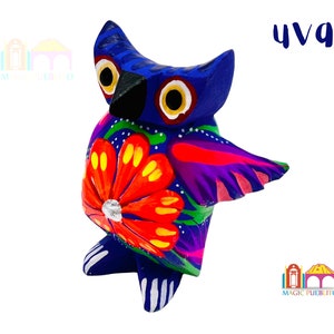 Mini Owl Alebrije, Wood Carved Alebrije, Hand Painted Alebrije