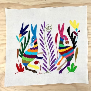 Otomi Embroidery 18&quot; X 18&quot;, Otomi Art, Tenango de Doria Embroidery, Wall Art, Embroidered Carpet