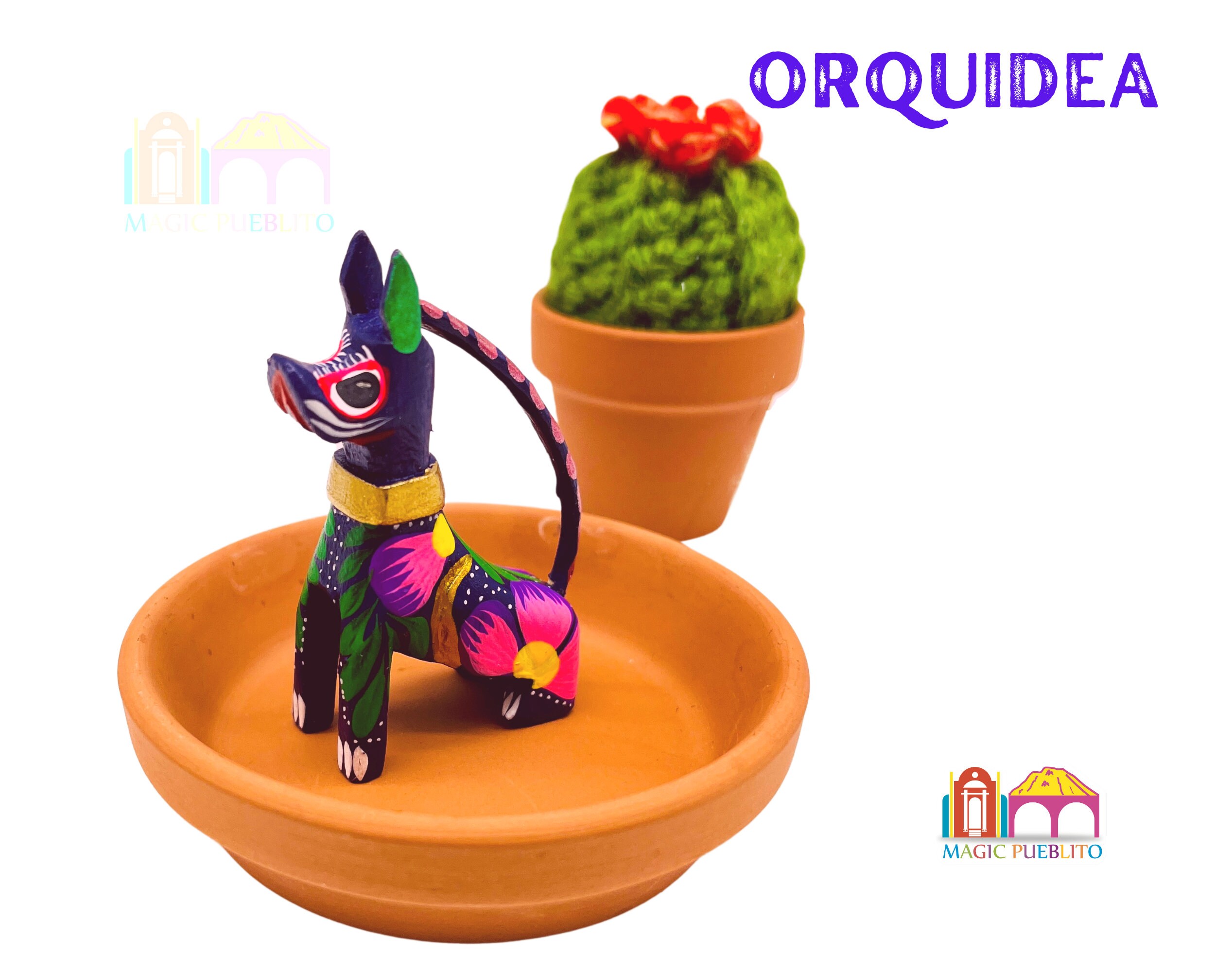 Mini Bulldog Alebrije, Alebrije Tallado en Madera, Alebrije Pintado a Mano