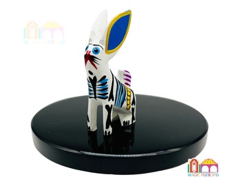 Mini White RabbitS standing skeleton Alebrije, Wood Carved Alebrije, Hand Painted Alebrije