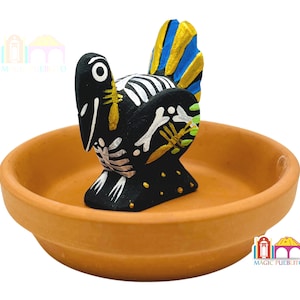 Mini Black Turkey Skeleton Alebrije, Wood Carved Alebrije, Hand Painted Alebrije