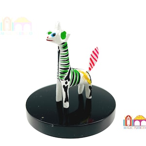 Mini White Skeleton Giraffe Alebrije, Wood Carved Alebrije, Hand Painted Alebrije