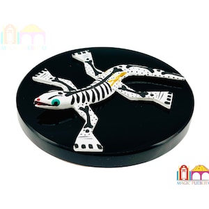 Mini White Skeleton Iguana Alebrije, Wood Carved Alebrije, Hand Painted Alebrije