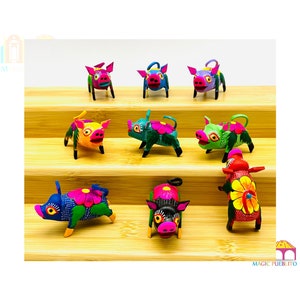 Mini Cerdo Alebrije, Alebrije Tallado en Madera, Alebrije Pintado a Mano