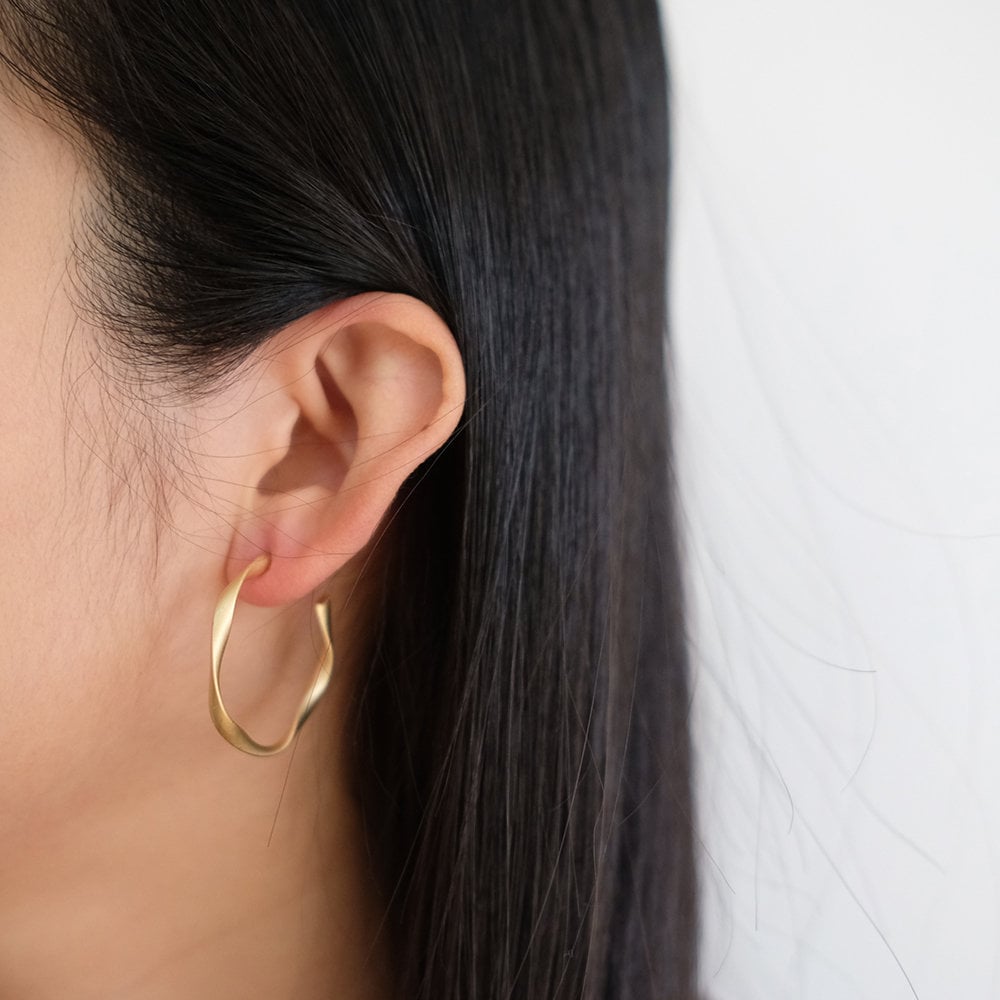 Holiday Gift Twisted Matte Gold Hoop Earrings Small Simple - Etsy