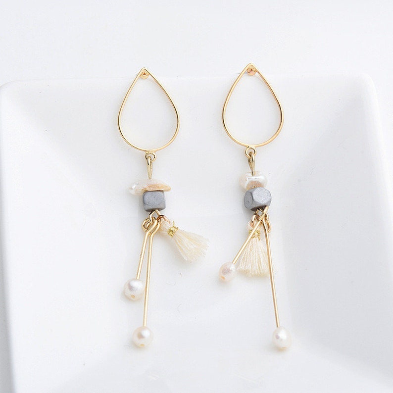 Pearl Drop Dangling Earring Small Tassel Earring Fashion Etsy