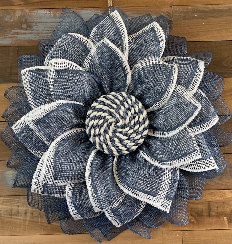 Poly Burlap Flower Wreath. Sunflower Wreath Daisy Wreath. Etsy