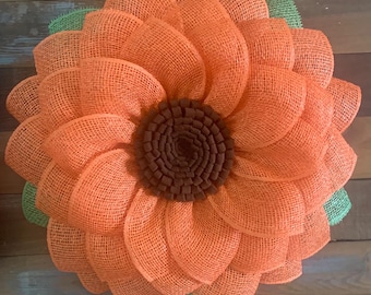 Poly burlap, sunflower, wreath, orange, sunflower, wreath, spring summer, and fall wreath