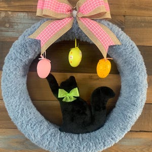 Spring cat, Wreath, Easter, cat, Wreath, Easter wreath, easter egg wreath.