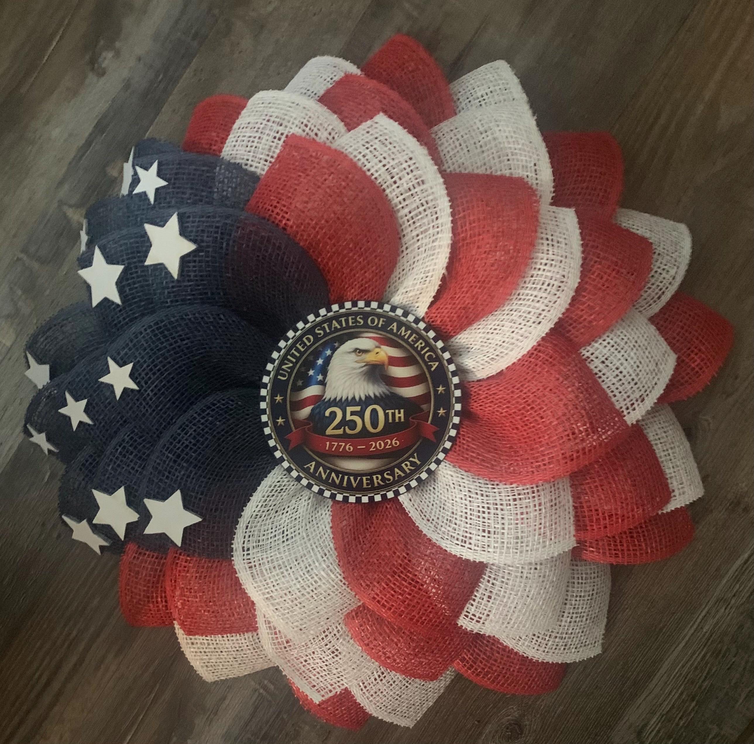 Fourth of July Wreath, Patriotic Wreath, Red White and Blue Wreath ...