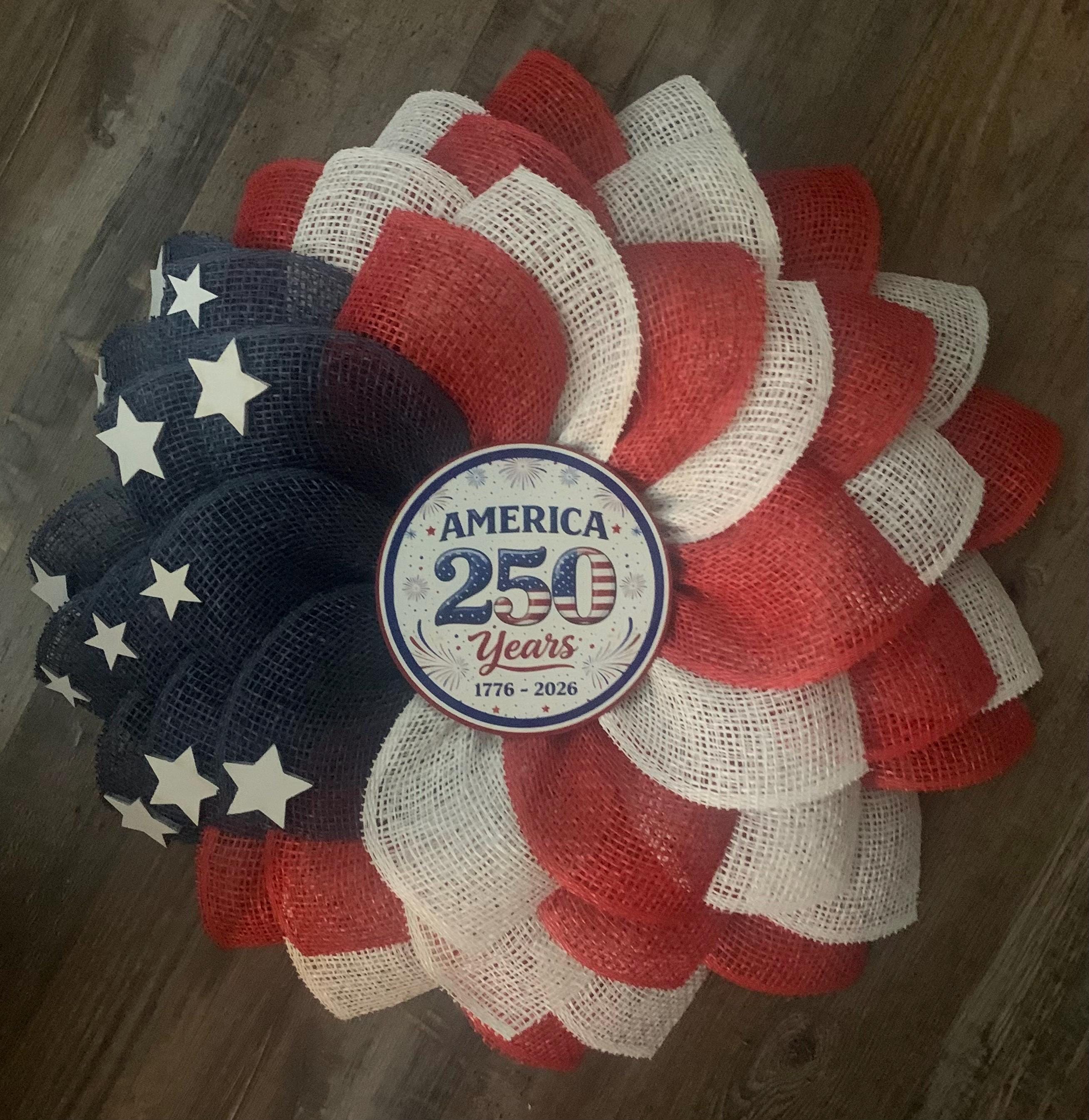 Fourth of July Wreath, Patriotic Wreath, Red White and Blue Wreath ...