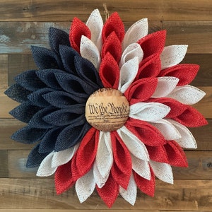 Poly burlap, Fourth of July wreath, patriotic, wreath, burlap, flag wreath, americana, Wreath, Fourth of July wreath