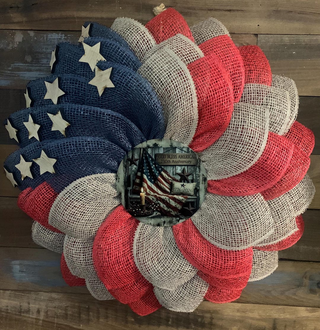 Fourth of July Wreath, Patriotic Wreath, Red White and Blue Wreath ...