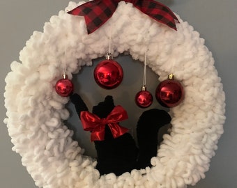 Cats winter Christmas front door wreath
